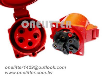 埋入式直插座4P+E 32A 380V 紅色(325)